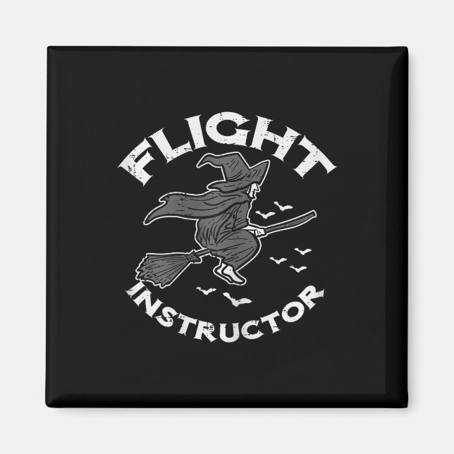 Halloween Flight Instructor Witch Funny Costume Wo Magnet (Framsidan)