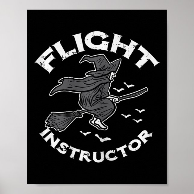 Halloween Flight Instructor Witch Funny Costume Wo Poster (Framsidan)