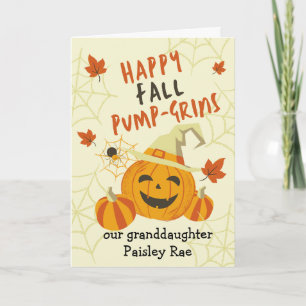 Halloween Flin för Granddotter Cute Pumpkin Kort