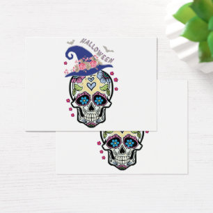 Halloween Flower Skull Visitkort