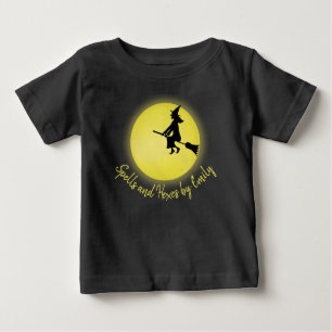 Halloween Flygande Häxa Nyckfull Fullmåne Söt T Shirt