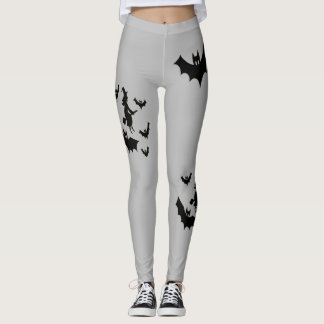 Halloween Flygande Häxa och Fladdermöss Leggings