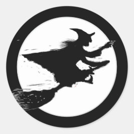 Halloween Flygande Häxa Runt Klistermärke