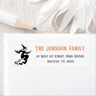 Halloween-flygande Witch Party Mail-Returadress Returadress Etikett