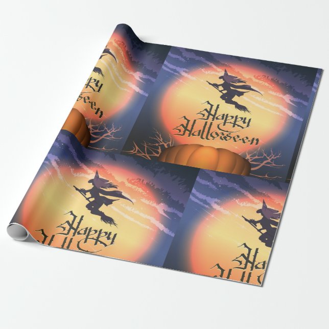 Halloween-flygande Witch Presentpapper (Utrullad)