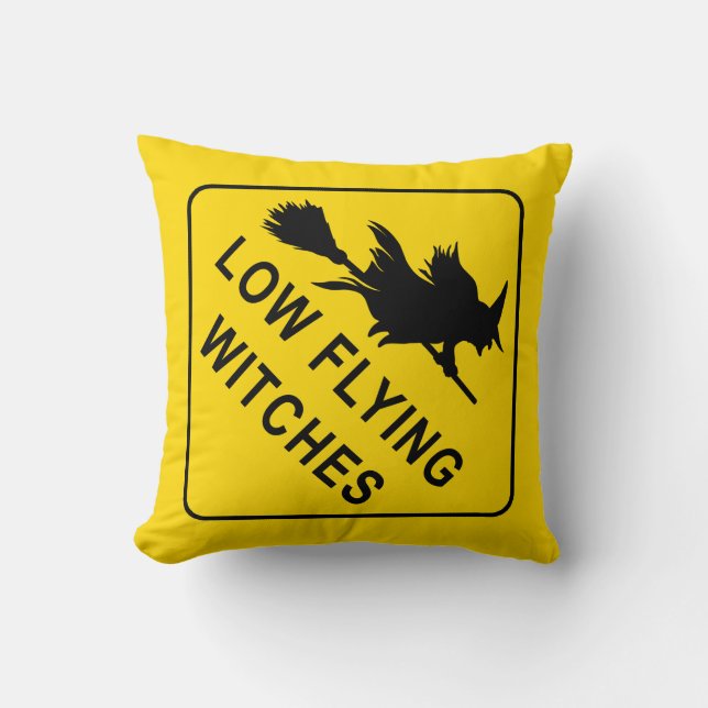 Halloween-flygande Witch-tecken Kudde (Framsida)