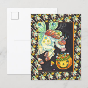 HALLOWEEN FLYING HORSE CANDY CORN HELG VYKORT