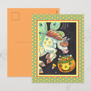 HALLOWEEN FLYING HORSE CANDY CORN HELG VYKORT