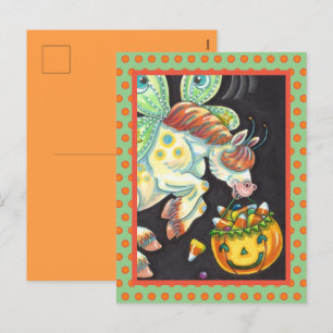 HALLOWEEN FLYING HORSE CANDY CORN HELGDAG POSTCARD HELG VYKORT