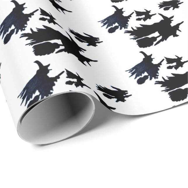 HALLOWEEN FLYING WITCHS IN papper Presentpapper (Rullad Hörn)