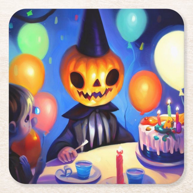 Halloween - födelsedag 2 underlägg papper kvadrat (Framsidan)