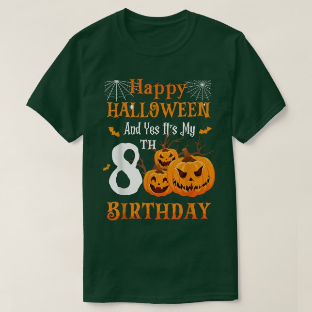 Halloween-födelsedag 8 år gammal 8th Party Pumpkin T Shirt (Design framsida)