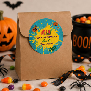 Halloween Födelsedag Barnkalas Halloween Runt Klistermärke