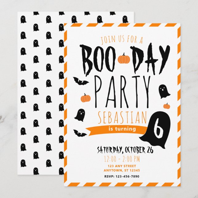 Halloween Födelsedag Boo-Dagen Spöken och Fladderm Inbjudningar (Fram/baksida)