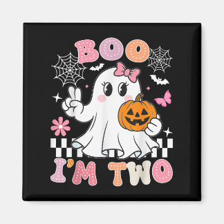Halloween Födelsedag Boo Jag är två Groovy Födelse Magnet