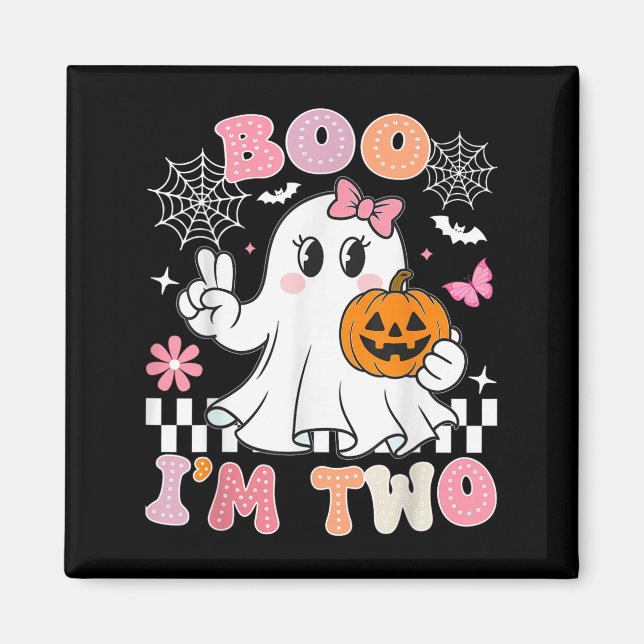 Halloween Födelsedag Boo Jag är två Groovy Födelse Magnet (Framsidan)
