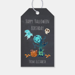 Halloween födelsedag med den presentetikett