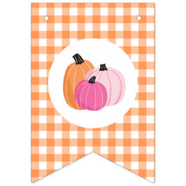 Halloween Födelsedag Rosa pumpor orange rutig Vimplar