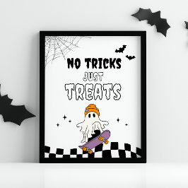 Halloween-födelsedags-skylt för pojkar - Inga tric Poster
