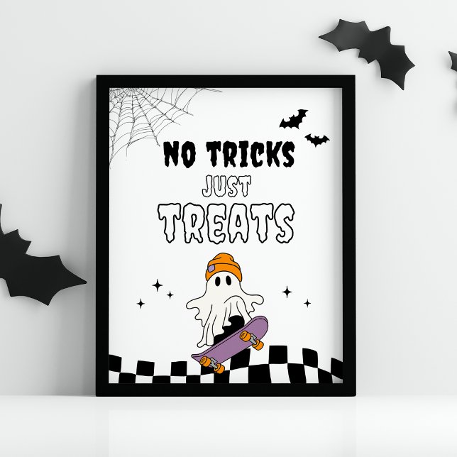 Halloween-födelsedags-skylt för pojkar - Inga tric Poster (Skapare uppladdad)