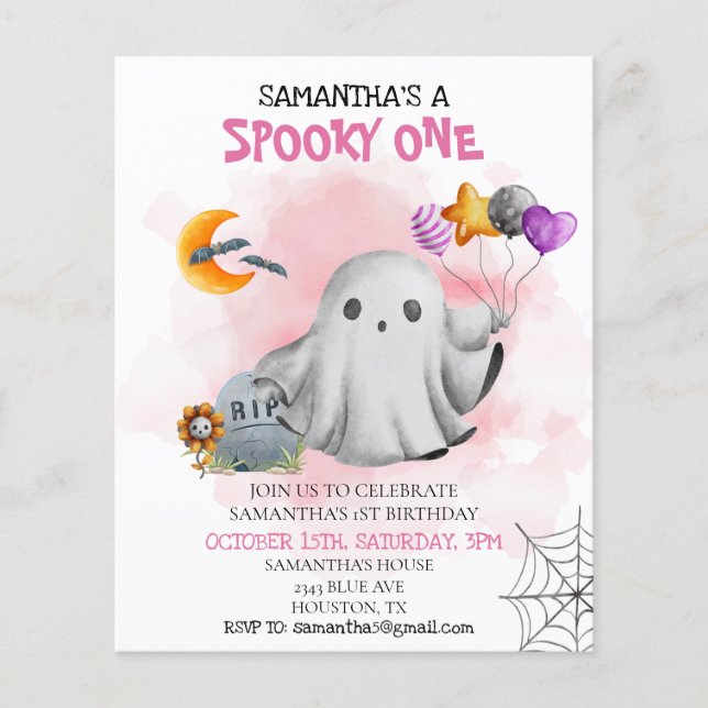 Halloween Födelsedagsfest Barn Spöklik En Spöke (Framsida)