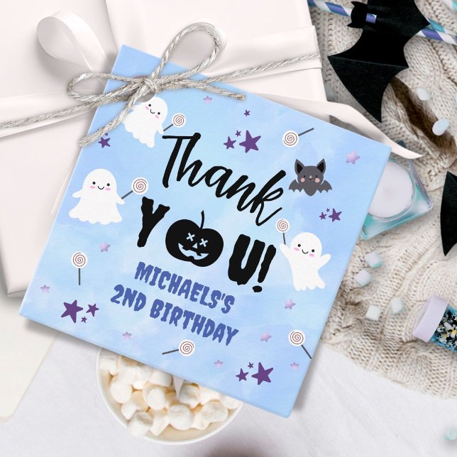 Halloween Födelsedagsfest Boy Cute Spooky Blue Gåvor Etiketter (Skapare uppladdad)