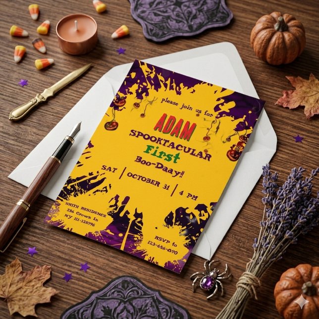 Halloween Födelsedagsfest för barn Halloween  Inbjudningar (Skapare uppladdad)