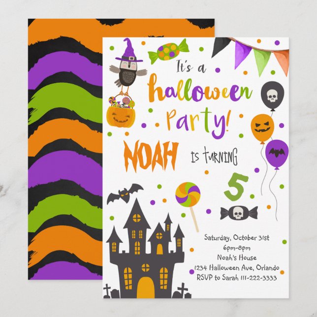 Halloween Födelsedagsfest Inbjudan (Fram/baksida)