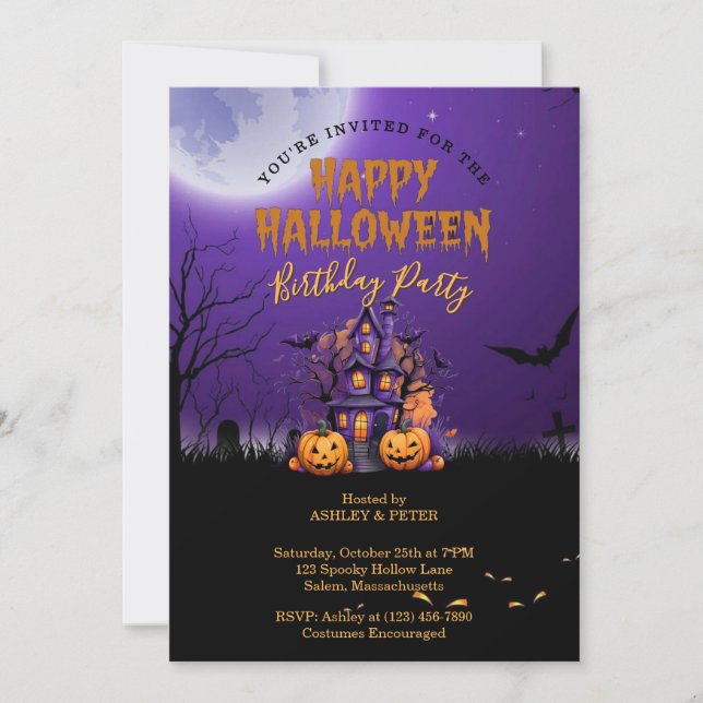 Halloween Födelsedagsfest Inbjudan (Framsida)