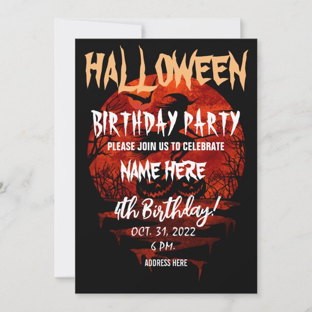 HALLOWEEN FÖDELSEDAGSFEST INBJUDAN (Framsida)