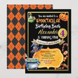 Halloween födelsedagsfest inbjudan för unge