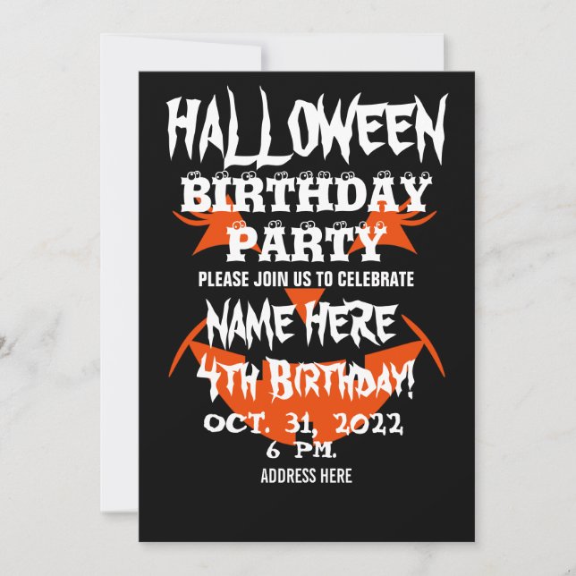 HALLOWEEN FÖDELSEDAGSFEST INVITATION INBJUDNINGAR (Framsida)