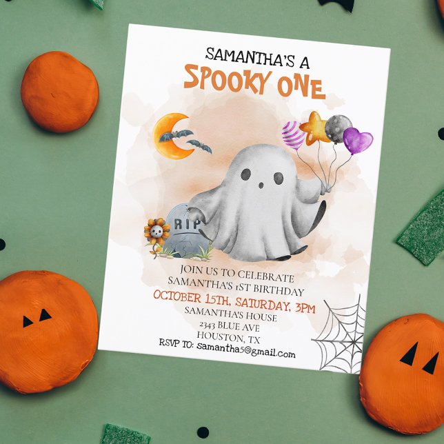 Halloween Födelsedagsfest Kids Spooky One Ghost (Skapare uppladdad)