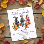 Halloween Födelsedagsfest Kids Trick Treat Costume<br><div class="desc">En design per lakan. Budgetinbjudningar innehåller inte kuvert. Den här designen kan vara personlig i det område som tillhandahålls genom att ändra fotot och/eller text. Du kan också anpassa den genom att klicka på Anpassa den här mallen och sedan välja klicka för att anpassa ytterligare alternativ och ta bort eller...</div>