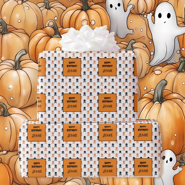 Halloween Födelsedagsfest Lägg till Namn Kids Presentpapper (Skapare uppladdad)