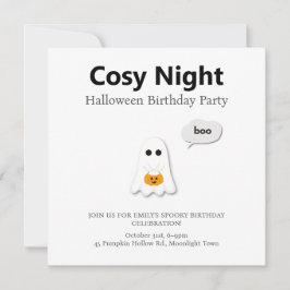 Halloween-Födelsedagsfest | Minimal Ghost-design Julkort