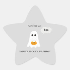 Halloween-Födelsedagsfest | Minimal Ghost-design Stjärnformat Klistermärke