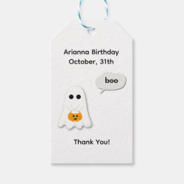 Halloween Födelsedagsfest | Minimalistisk Spökdesi Presentetikett