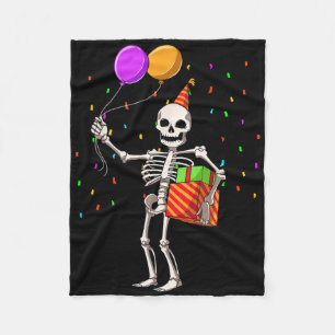 Halloween Födelsedagsfest Outfit Skeleton Birthday Fleecefilt