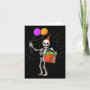 Halloween Födelsedagsfest Outfit Skeleton Birthday Kort