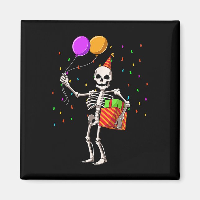 Halloween Födelsedagsfest Outfit Skeleton Birthday Magnet (Framsidan)