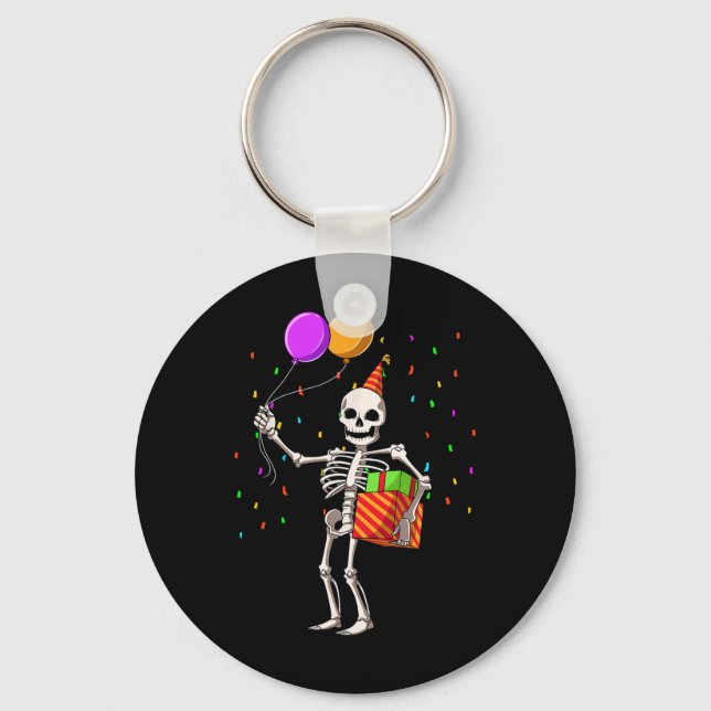 Halloween Födelsedagsfest Outfit Skeleton Birthday Nyckelring (Framsida)