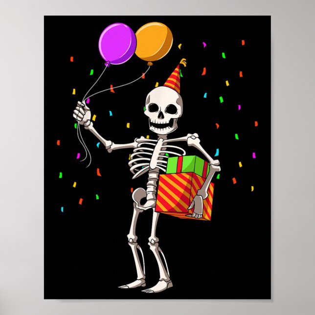 Halloween Födelsedagsfest Outfit Skeleton Birthday Poster (Framsidan)