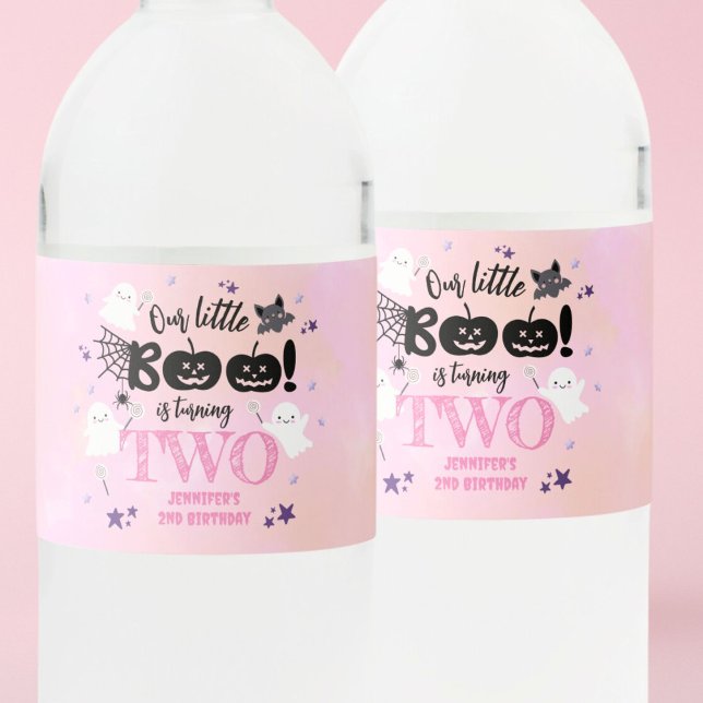 Halloween Födelsedagsfest Rosa Girl Girl Cute Spoo Vattenflaskor Etikett (Skapare uppladdad)
