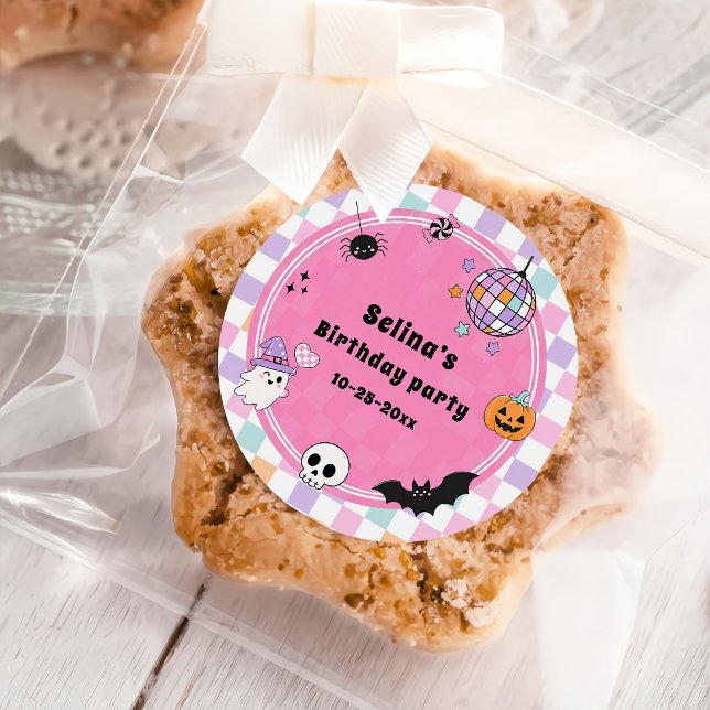 Halloween födelsedagsfest  runt klistermärke (Skapare uppladdad)