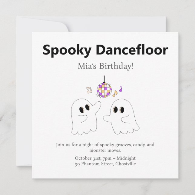 Halloween-Födelsedagsfest | Spooky Dancefloor Ghos Julkort (Framsida)
