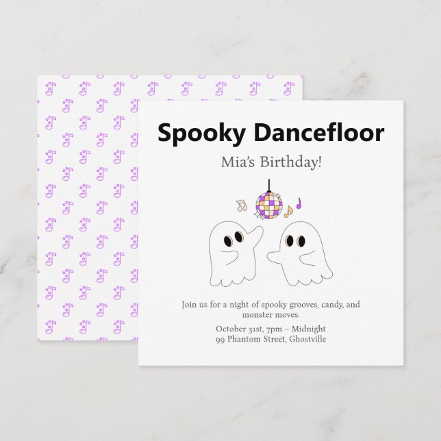 Halloween-Födelsedagsfest | Spooky Dancefloor Ghos Julkort (Fram/baksida)