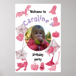 Halloween-Födelsedagsfestens Rosa - välkomna poste Poster