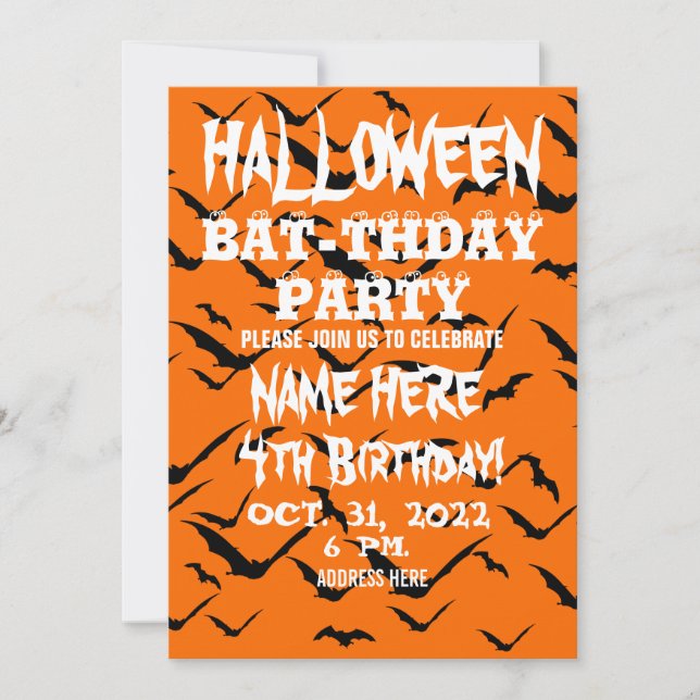 HALLOWEEN FÖDELSEDAGSFIRANDE INVITATION INBJUDNINGAR (Framsida)
