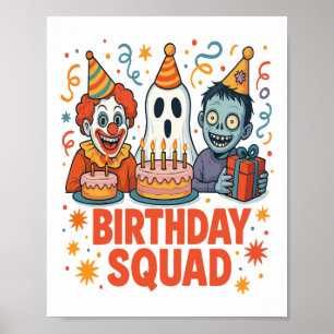 Halloween Födelsedagsgäng Skräckclown Spöke Zombie Poster